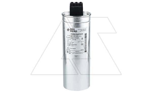 Конденсатор CSADG-0,44/12,5N, трехфазный, 12,5kVAr(440VAC), 10,3kVAr(400VAC), MKP заполненный газом, S=16mm², нормальный режим, IP20