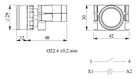 B-D -W-(BA-B1-B5)-IP50 Кнопка круглая нажимная белая пластиковая LED 12-30V AC/DC (1НО) от интернет-магазина amperkin.by