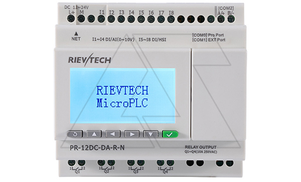 Программируемый логический контроллер PR-12DC-DA-R-N, 12_24VDC, 8DI(4AI), 4RO, RTC, SD, RS485, Ethernet, ЖКИ Программируемый логический контроллер PR-12DC-DA-R-N, 12_24VDC, 8DI(4AI), 4RO, RTC, SD, RS485, Ethernet, ЖКИ