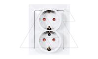 OPAL - Розетка 2x2P+E с рамкой, со шторками, белый