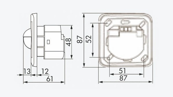 Датчик движения B.E.G. Indoor 180-R-11-48V-3A без рамки
