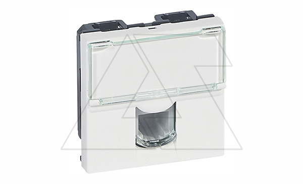 Mosaic - Розетка телефонная RJ-11, 2M, с окном маркировки, белый