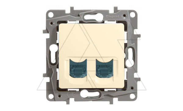 Etika - Розетка 2хRJ-45 UTP CAT6 (сл.кость) Etika - Розетка 2хRJ-45 UTP CAT6 (сл.кость)
