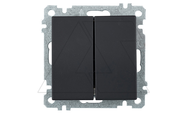 21 - Выключатель двухклавишный, пруж. зажимы, черный мат 21 - Выключатель двухклавишный, пруж. зажимы, черный мат