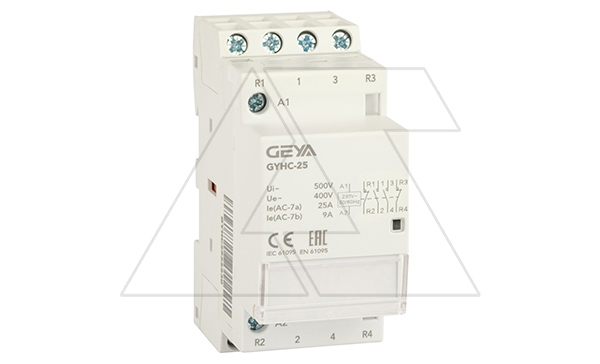 Контактор модульный GYHC-4P, 25A, 2NO+2NC, 230VAC, 2M Контактор модульный GYHC-4P, 25A, 2NO+2NC, 230VAC, 2M