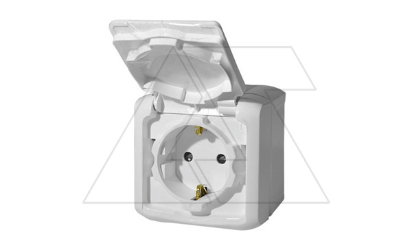 Quteo - Розетка 2P+E IP44, накладной монтаж, защ. шторки, винт. зажимы, белая