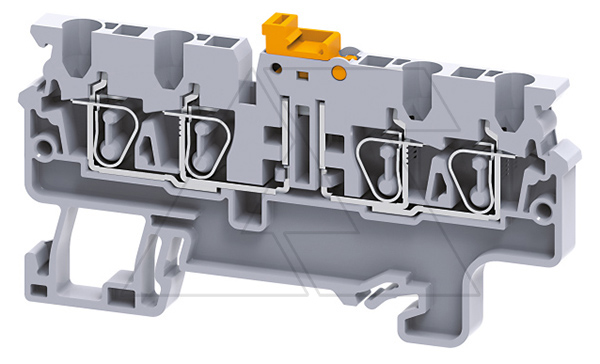 Клемма с ножевым размыкателем CXK2.5/4 /5x74,7mm, пружинная, 4 присоед., 2,5(max 4)mm2, 20A, 1000V, серая Клемма с ножевым размыкателем CXK2.5/4 /5x74,7mm, пружинная, 4 присоед., 2,5(max 4)mm2, 20A, 1000V, серая