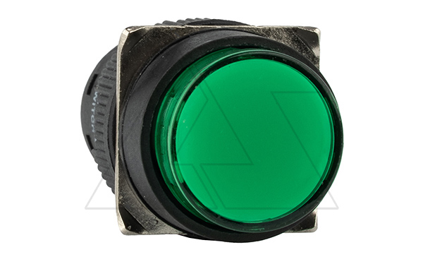 Кнопка плоская LA115-C, возврат, зеленая, круглая, 1CO, 16mm, IP65