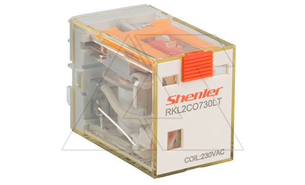 Реле RKL2CO730LT, 2CO, 10А(250VAC/30VDC), 230VAC, мех. индикация, тест-кнопка с блокировкой, LED