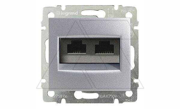 Valena - Розетка 2хRJ-45 UTP CAT6 монтаж на винтах, алюминий