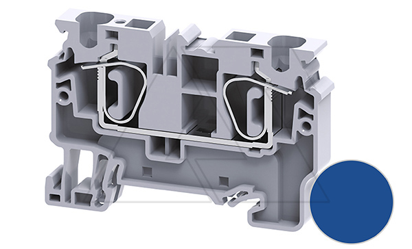 Клемма проходная CX6BU /8x62,1mm, пружинная, 2 присоед., 6mm2, 41A, 1000V, синяя Клемма проходная CX6BU /8x62,1mm, пружинная, 2 присоед., 6mm2, 41A, 1000V, синяя