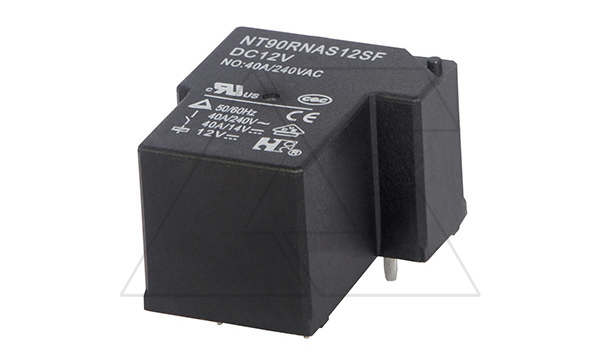 Реле NT90RNASDC12VSF0.9, 1NO, 40A(240VAC/30VDC), AgSnO2, 12VDC, 155°C, для печатных плат, IP67 Реле NT90RNASDC12VSF0.9, 1NO, 40A(240VAC/30VDC), AgSnO2, 12VDC, 155°C, для печатных плат, IP67