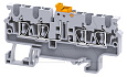 Клемма с ножевым размыкателем CXK2.5/4 /5x74,7mm, пружинная, 4 присоед., 2,5(max 4)mm2, 20A, 1000V, серая от интернет-магазина amperkin.by