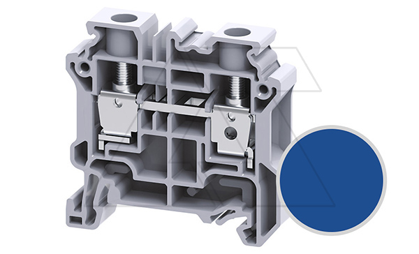Клемма проходная CY10BU /10x50mm, винтовая, 2 присоед., 10mm2, 57A, 1000V, синяя Клемма проходная CY10BU /10x50mm, винтовая, 2 присоед., 10mm2, 57A, 1000V, синяя