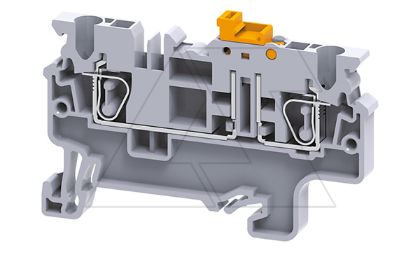 Клемма с ножевым размыкателем CXK2.5 /5x62,2mm, пружинная, 2 присоед., 2,5(max 4)mm2, 20A, 1000V, серая Клемма с ножевым размыкателем CXK2.5 /5x62,2mm, пружинная, 2 присоед., 2,5(max 4)mm2, 20A, 1000V, серая