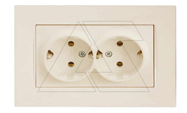 Rita - Розетка двойная 2x2P+E, (в комплекте с рамкой), сл.кость
