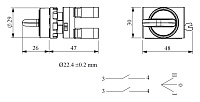 CM-S30-(CA-C1-C1)-IP65 Переключатель металлический 2-0-1 c фиксацией, 2НО от интернет-магазина amperkin.by