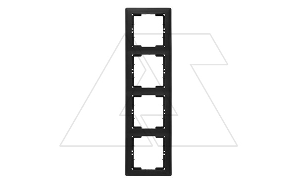 Daria - Рамка 4 поста, к механизмам серии 21, вертикальный монтаж, черный мат
