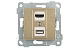 Rita - Розетка HDMI + USB Type A, для передачи данных, золото доре от интернет-магазина amperkin.by