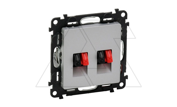 Valena Life - Розетка двойная для акустических систем с пружинными зажимами, алюминий (инд.упак)