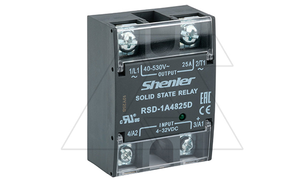 Реле твердотельное RSD-1A4825D, однофазное, 1NO, 25А(40_530VAC), 4_32VDC, W=45mm