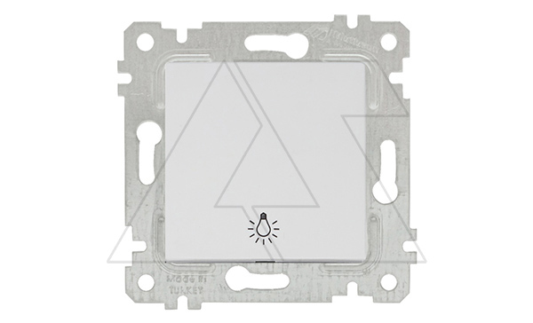 Rita - Выключатель кнопочный, символ - лампа, пруж. зажимы, белый