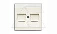 Basic 55 - Лицевая панель для двойной информационной розетки с полем для надписи (шале-белый) от интернет-магазина amperkin.by