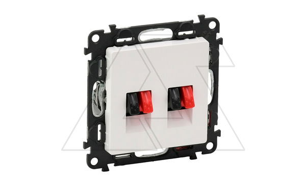 Valena Life - Розетка двойная для акустических систем с пружинными зажимами, белая (инд. упаковка)