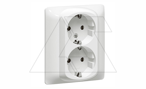 Galea Life - Розетка 2х2P+E нем.стд. со шторками в сборе, White