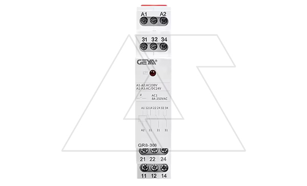 Реле промежуточное модульное GR8-308-230, 3CO, 8A(250VAC/24VDC), 230VAC/24VAC/DC, LED, 1M Реле промежуточное модульное GR8-308-230, 3CO, 8A(250VAC/24VDC), 230VAC/24VAC/DC, LED, 1M