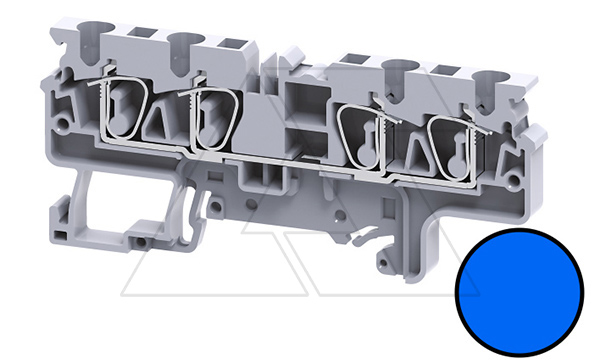 Клемма проходная CX4/4BU /6x86,2mm, пружинная, 4 присоед., 4(max 6)mm2, 32A, 1000V, синяя Клемма проходная CX4/4BU /6x86,2mm, пружинная, 4 присоед., 4(max 6)mm2, 32A, 1000V, синяя