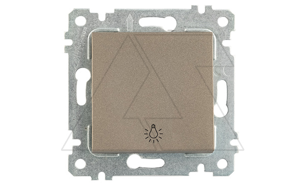 Rita - Выключатель кнопочный, символ - лампа, пруж. зажимы, антрацит