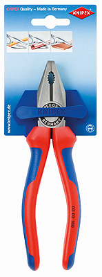 Плоскогубцы комбинированные, L-180 мм, чёрные, 2-комп. рукоятки, SB (KNIPEX)