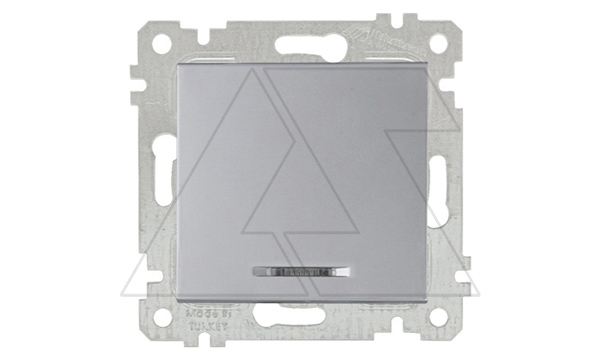 Rita - Выключатель с подсветкой, пруж. зажимы, нерж. сталь