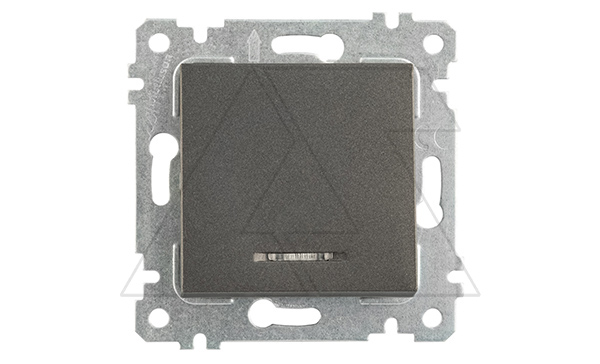 Rita - Выключатель с подсветкой, пруж. зажимы, дымчатый