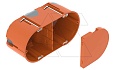 Подрозетник HE 61-DV-L  двойной, 850°С, h=61мм, для полых стен, с винтами, с воздухонепрониц. мембранными вводами, оранжевый, полипропилен от интернет-магазина amperkin.by