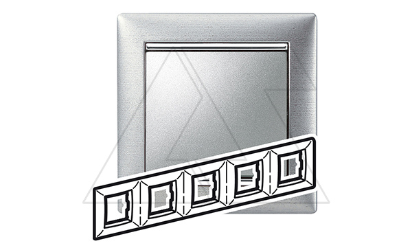 Valena - Рамка 5 постов верт/гориз, алюминий матовый