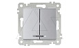 Rita - Выключатель двухклавишный с подсветкой, пруж. зажимы, нерж. сталь от интернет-магазина amperkin.by