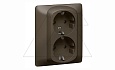 Galea Life - Розетка 2х2P+E нем.стд. со шторками в сборе, Dark Bronze от интернет-магазина amperkin.by