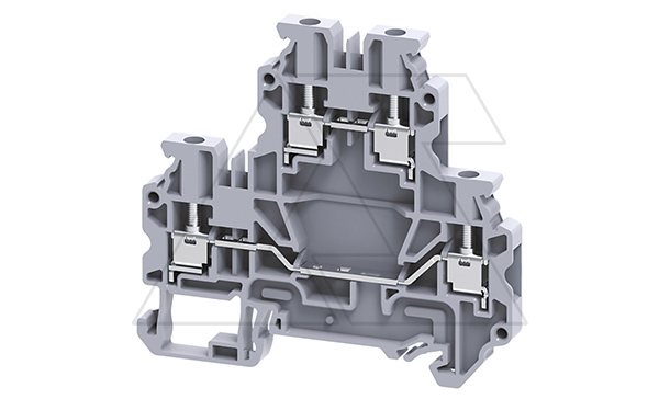 Клемма двухъярусная CYDL2.5 /5x70,5mm, винтовая, 4 присоед., 2,5(max 4)mm2, 24A, 500V, серая Клемма двухъярусная CYDL2.5 /5x70,5mm, винтовая, 4 присоед., 2,5(max 4)mm2, 24A, 500V, серая
