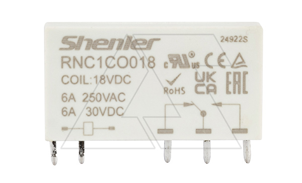 Реле RNC1CO018, 1CO, 6A(250VAC/30VDC), 18VDC, для печатных плат и цоколей SNB05/SNC05, IP60 Реле RNC1CO018, 1CO, 6A(250VAC/30VDC), 18VDC, для печатных плат и цоколей SNB05/SNC05, IP60