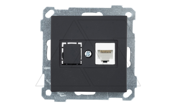 21 - Розетка 1хRJ-45 кат. 6 UTP, черный мат 21 - Розетка 1хRJ-45 кат. 6 UTP, черный мат