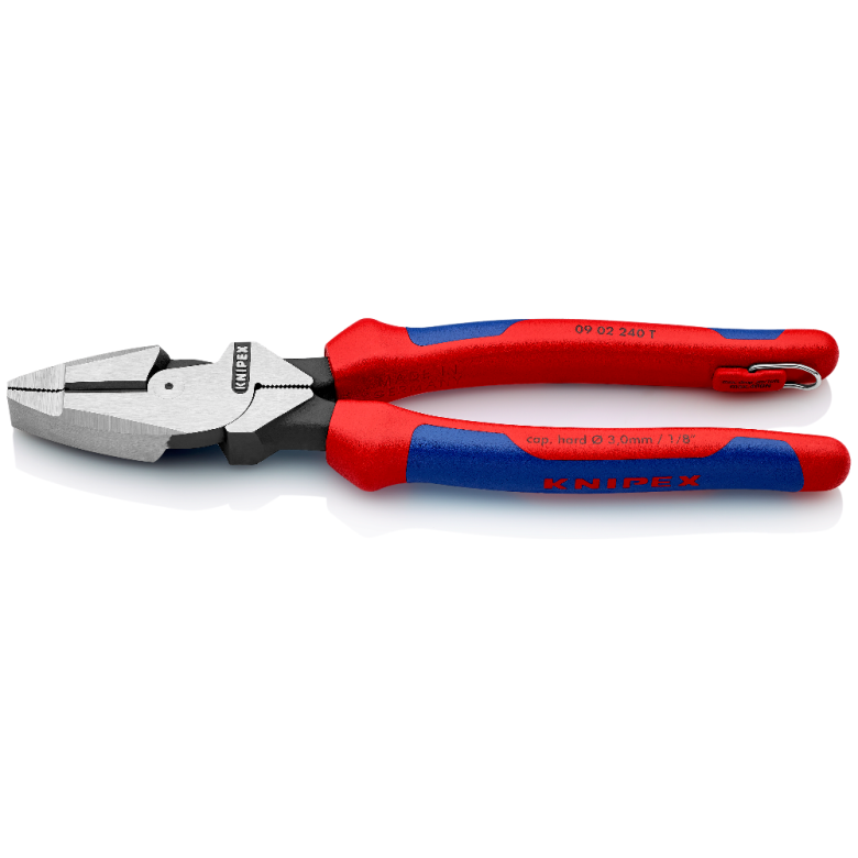 Плоскогубцы электромонтёра Lineman's Pliers, L-240 мм, чёрные, 2-комп. рукоятки, T (KNIPEX)