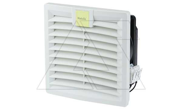 Вентилятор с фильтром SFE откидной 21Вт, 95м3/ч, 230VAC, габариты 155x155x67мм, вырез 126x126мм, IP54, RAL7035