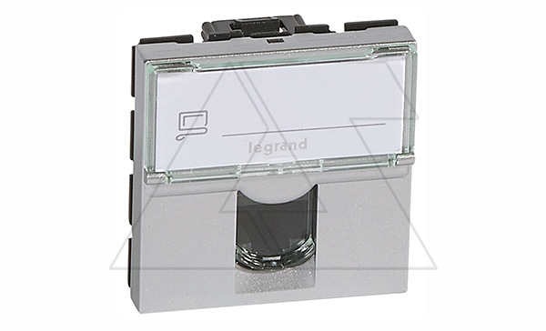 Mosaic - Розетка RJ-45 Кат. 6 UTP, 2М, с окном маркировки, алюминий