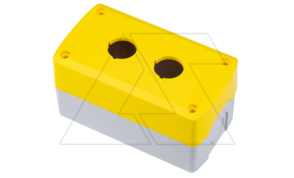 Корпус для поста кнопочного, пластик, желтый/черный, 71x130x65,5mm, 2 места, IP65