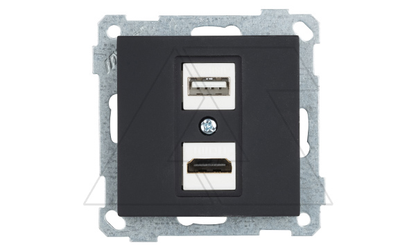 21 - Розетка HDMI + USB Type A, для передачи данных, черный мат 21 - Розетка HDMI + USB Type A, для передачи данных, черный мат