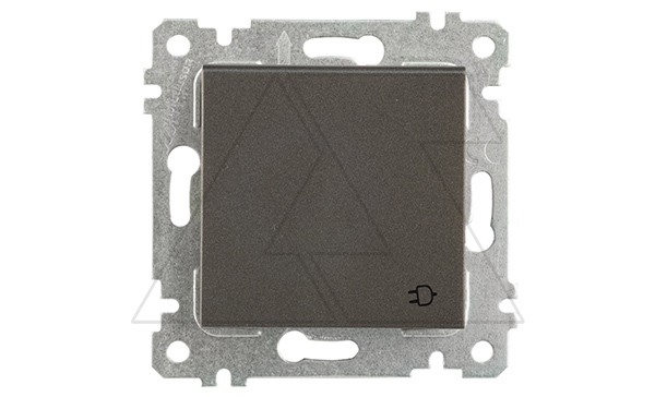 Rita - Розетка 2P+E, с крышкой, защ. шторки, дымчатый