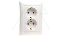 Valena - Розетка 2х2P+E, нем. стд., без защ. шторок, монолит, белая (инд. упаковка)