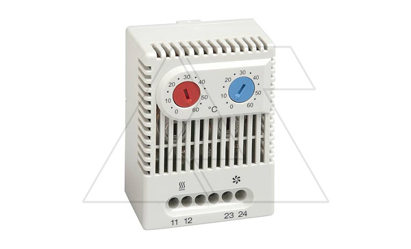 Термостат ZR 011 c биметалл. элементом, 67x50x46мм, от -10 до +50°C, 10А, сдвоенный (NC+NO), IP20